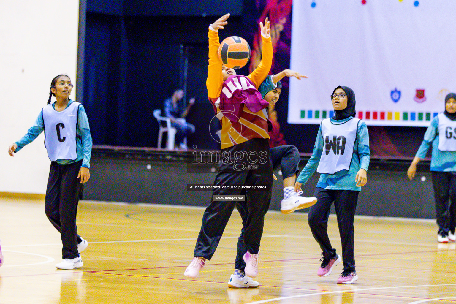 Day 9 of 24th Interschool Netball Tournament 2023 was held in Social Center, Male', Maldives on 4th November 2023. Photos: Hassan Simah / images.mv