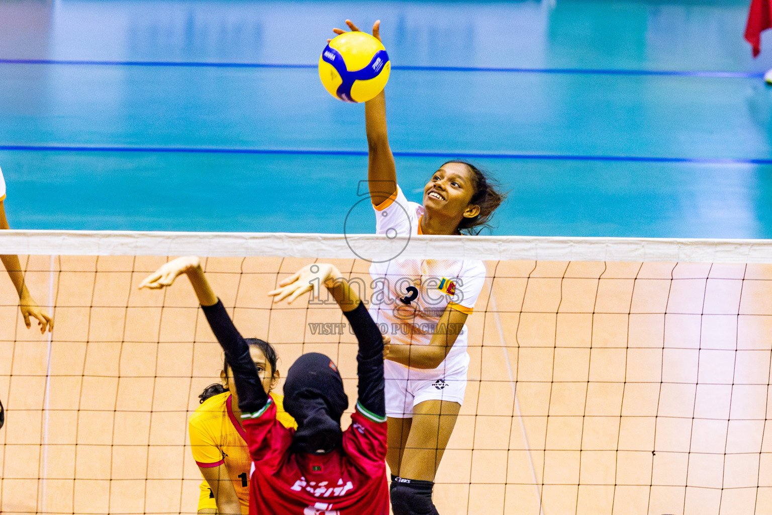 Sri Lanka vs Maldives in Semi Final of CAVA U20 Woman's Volleyball Championship 2024 was held in Social Center, Male', Maldives on 22nd July 2024. Photos: Nausham Waheed / images.mv