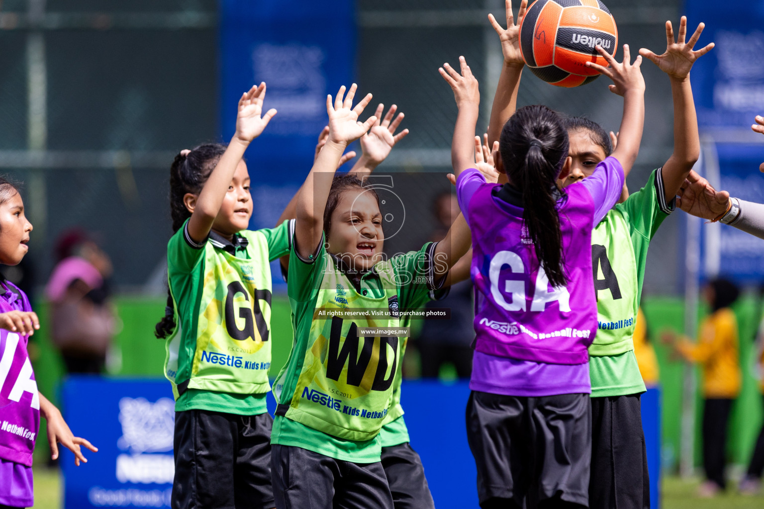 Day 2 of Nestle' Kids Netball Fiesta 2023 held in Henveyru Stadium, Male', Maldives on Thursday, 1st December 2023. Photos by Nausham Waheed / Images.mv