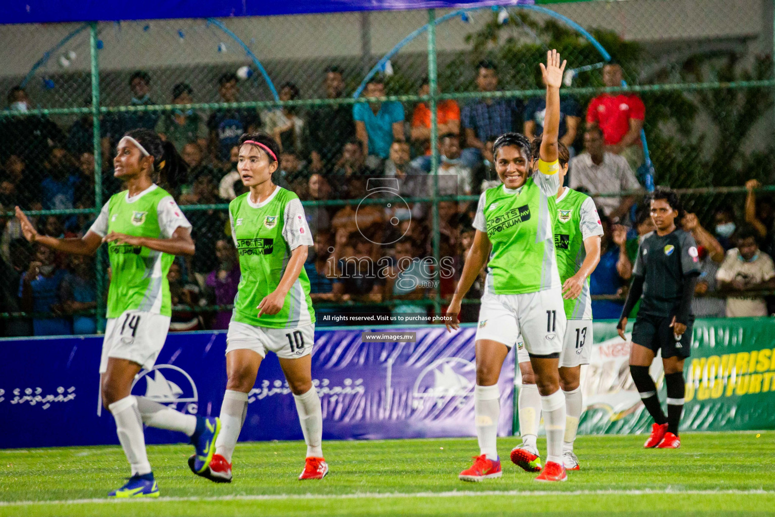 Club WAMCO vs DSC in the Semi Finals of 18/30 Women's Futsal Fiesta 2021 held in Hulhumale, Maldives on 14th December 2021. Photos: Shu Abdul Sattar / images.mv