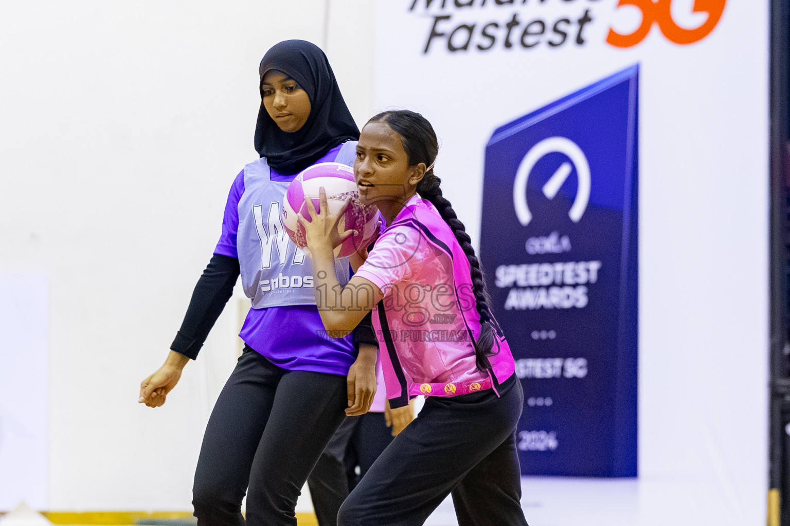 Invicto SC vs Xenith SC A in Day 3 of 24th Milo Netball Association Championship held in Social Center at Male', Maldives on Wednesday, 3rd September 2025. Photos: Mohamed MahfoozMoosa / images.mv