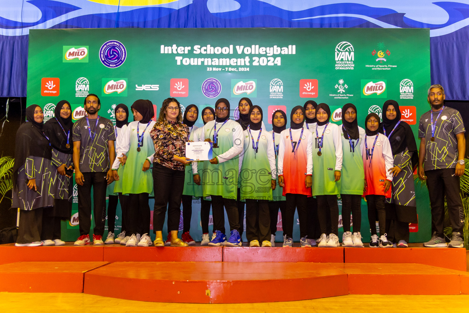 Finals of Interschool Volleyball Tournament 2024 was held in Social Center at Male', Maldives on Friday, 6th December 2024. Photos: Nausham Waheed / images.mv