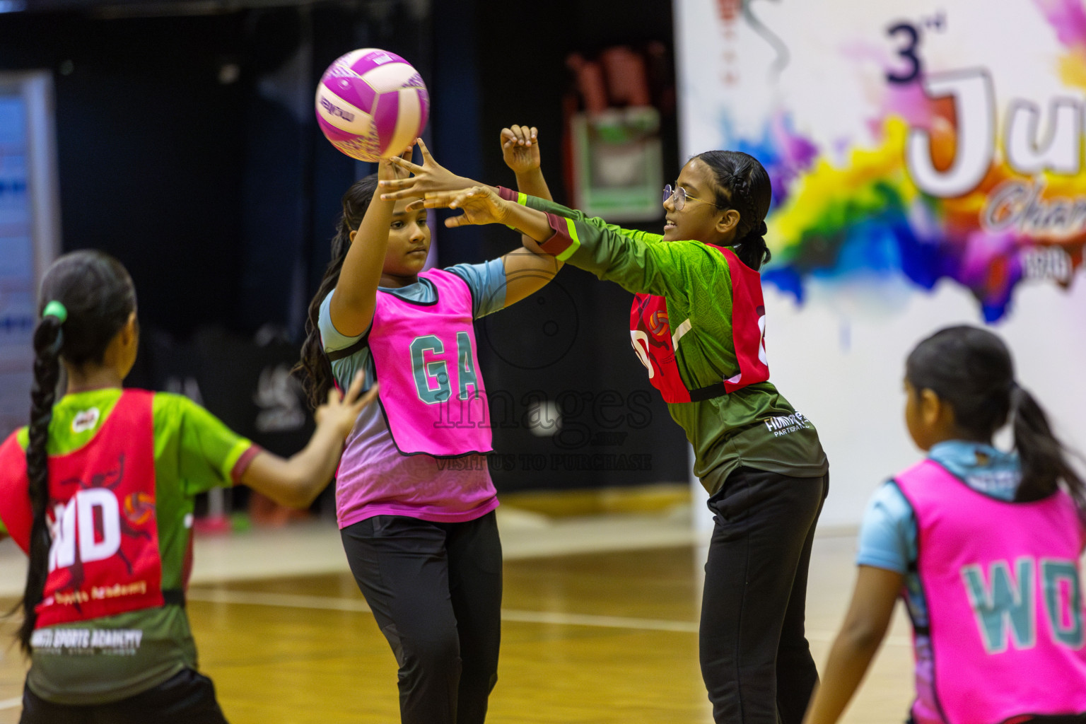 Fionti SC vs Netgen A in Day 6  of 3rd Netball Junior Championship, held at Social Center on Friday 24th January 2025 . Photos: Shuu Abdul Sattar / images.mv