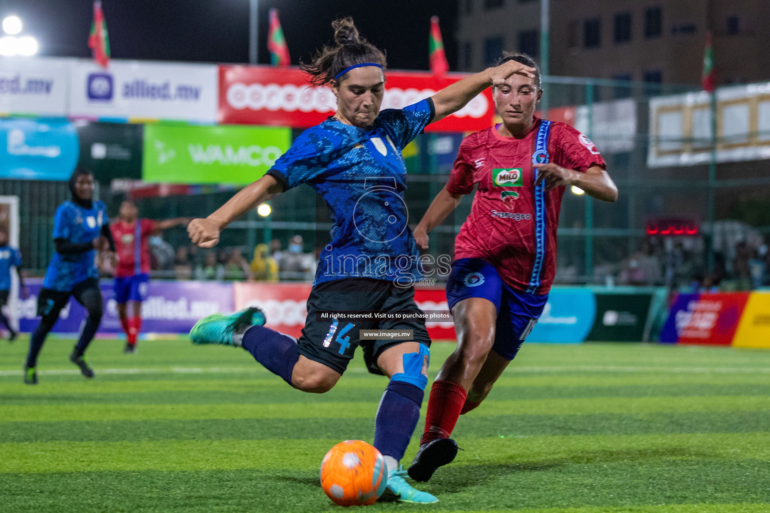 MPL vs Police Club in the Semi Finals of 18/30 Women's Futsal Fiesta 2021 held in Hulhumale, Maldives on 14th December 2021. Photos: Ismail Thoriq / images.mv