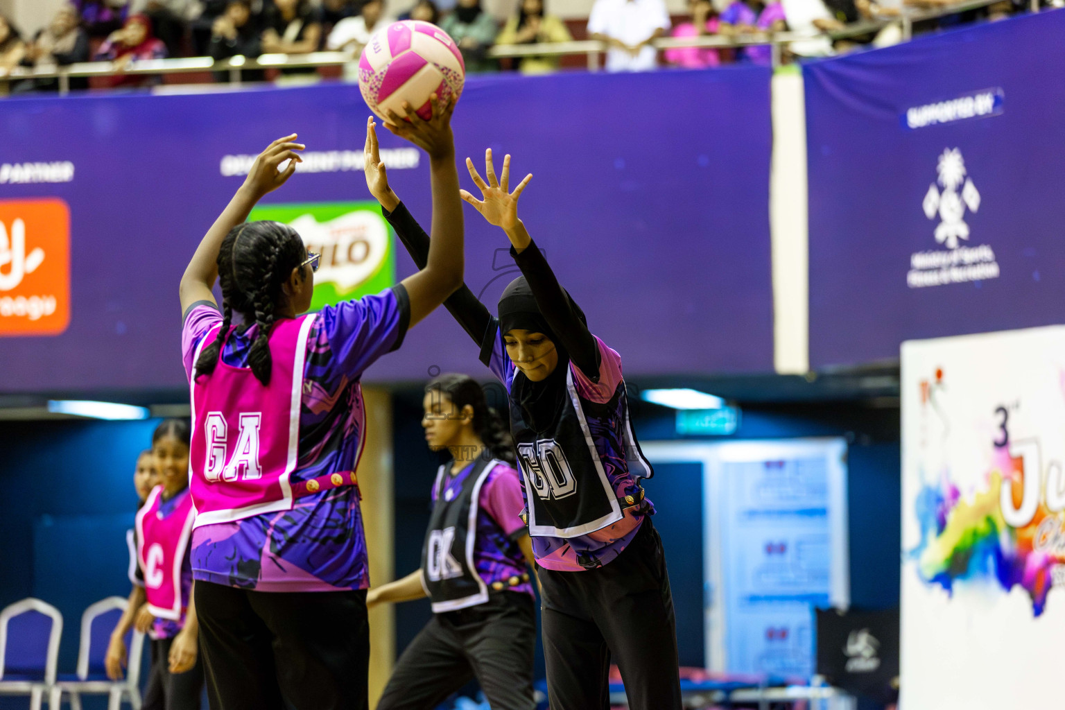 N Sports Academy B vs N Sports Academy A in Day 6 of 3rd Netball Junior Championship, held at Social Center on Friday 24th January 2025 . Photos: Shuu Abdul Sattar / images.mv