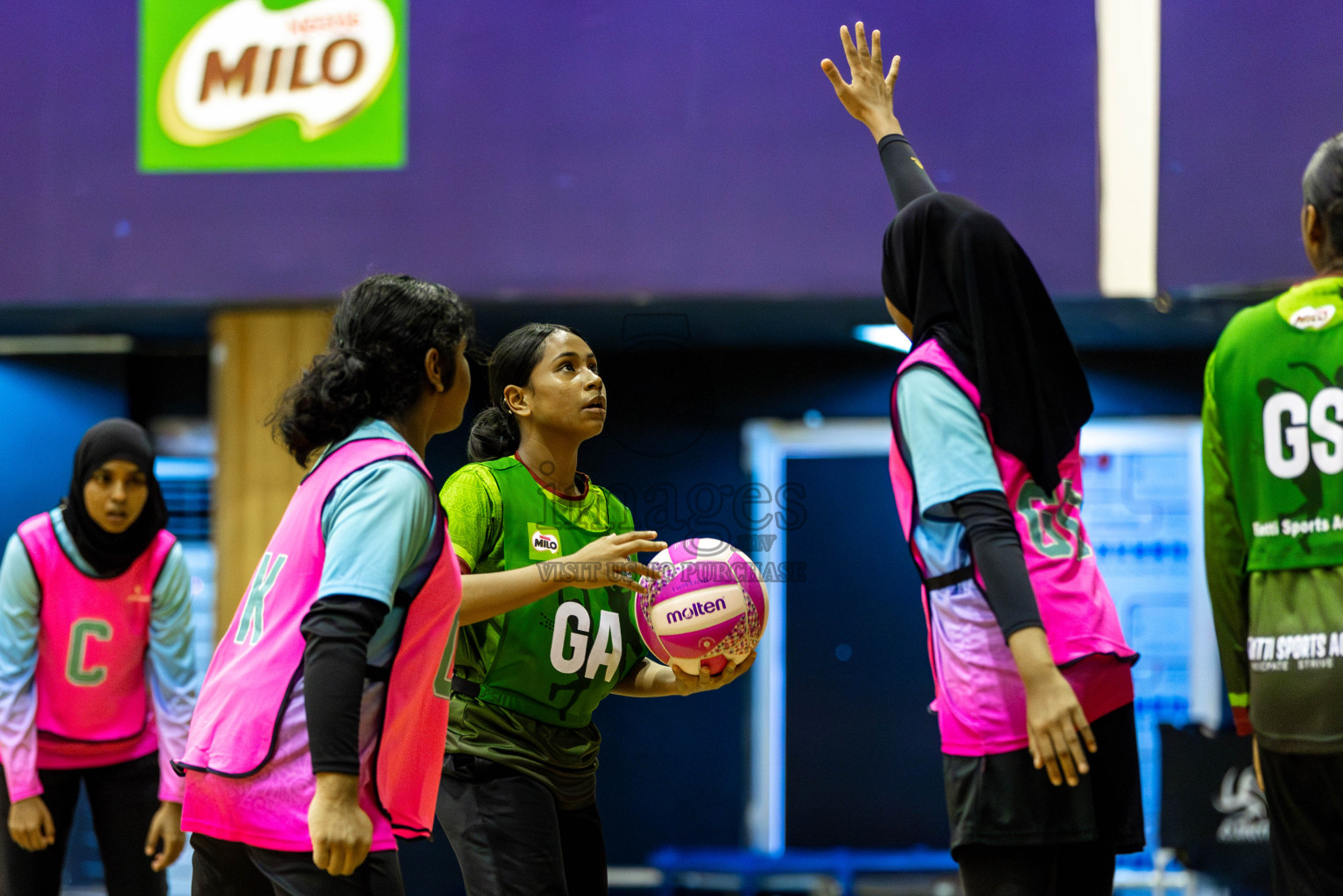 Fionti SC vs Young Netters A in Day 6  of 3rd Netball Junior Championship, held at Social Center on Friday 24th January 2025 . Photos: Shuu Abdul Sattar / images.mv