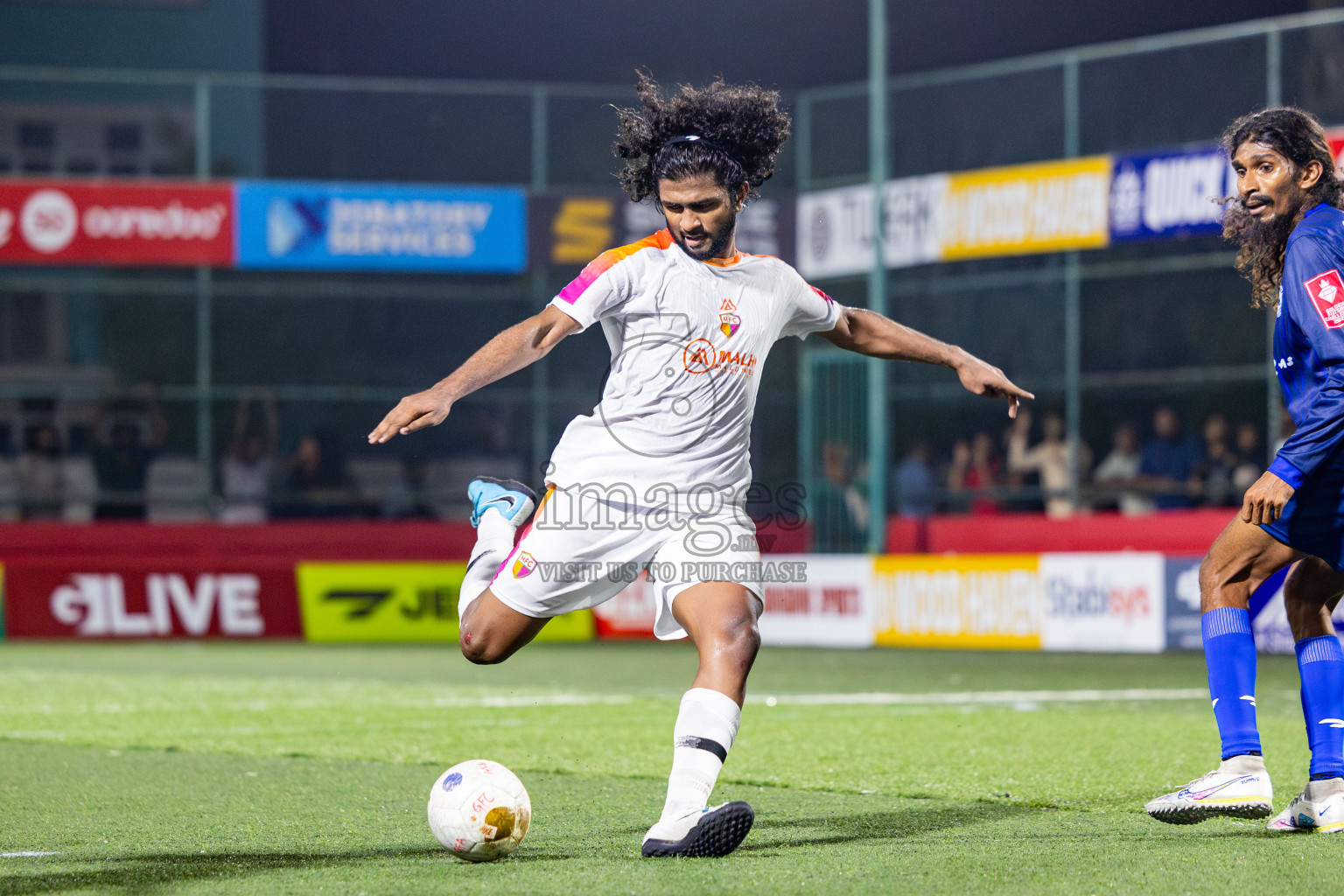 GA Maamendhoo VS GA Villingili in Day 8 of Golden Futsal Challenge 2025 was held on Sunday, 12th January 2025, in Hulhumale', Maldives Photos: Nausham Waheed , Ismail Thoriq / images.mv