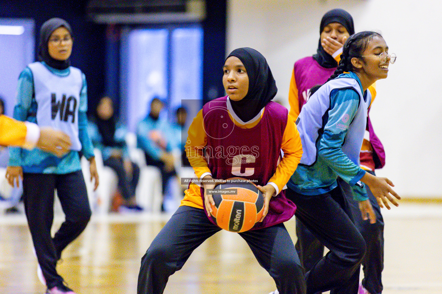 Day 9 of 24th Interschool Netball Tournament 2023 was held in Social Center, Male', Maldives on 4th November 2023. Photos: Hassan Simah / images.mv