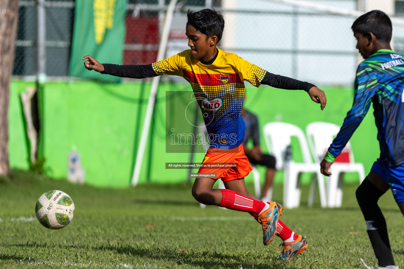 Day 1 of MILO Academy Championship 2023 (U12) was held in Henveiru Football Grounds, Male', Maldives, on Friday, 18th August 2023. Photos: Mohamed Mahfooz Moosa / images.mv