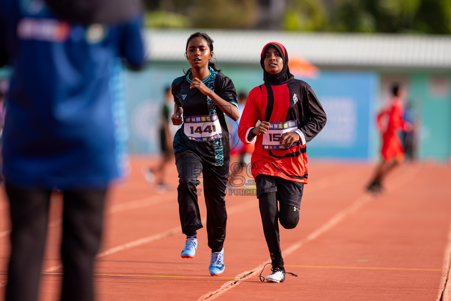 Day 3 of MWSC Interschool Athletics Championships 2024 held in Hulhumale Running Track, Hulhumale, Maldives on Monday, 11th November 2024. 
Photos by: Hassan Simah / Images.mv