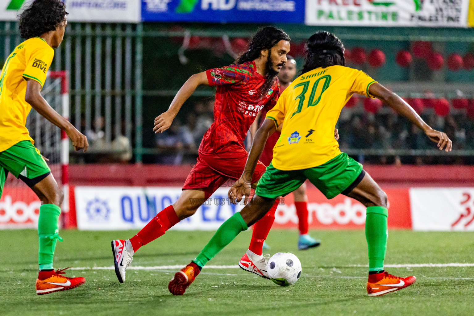 GDh Vaadhoo vs GDh Thinadhoo in Day 27 of Golden Futsal Challenge 2024 was held on Saturday , 10th February 2024 in Hulhumale', Maldives Photos: Nausham Waheed / images.mv