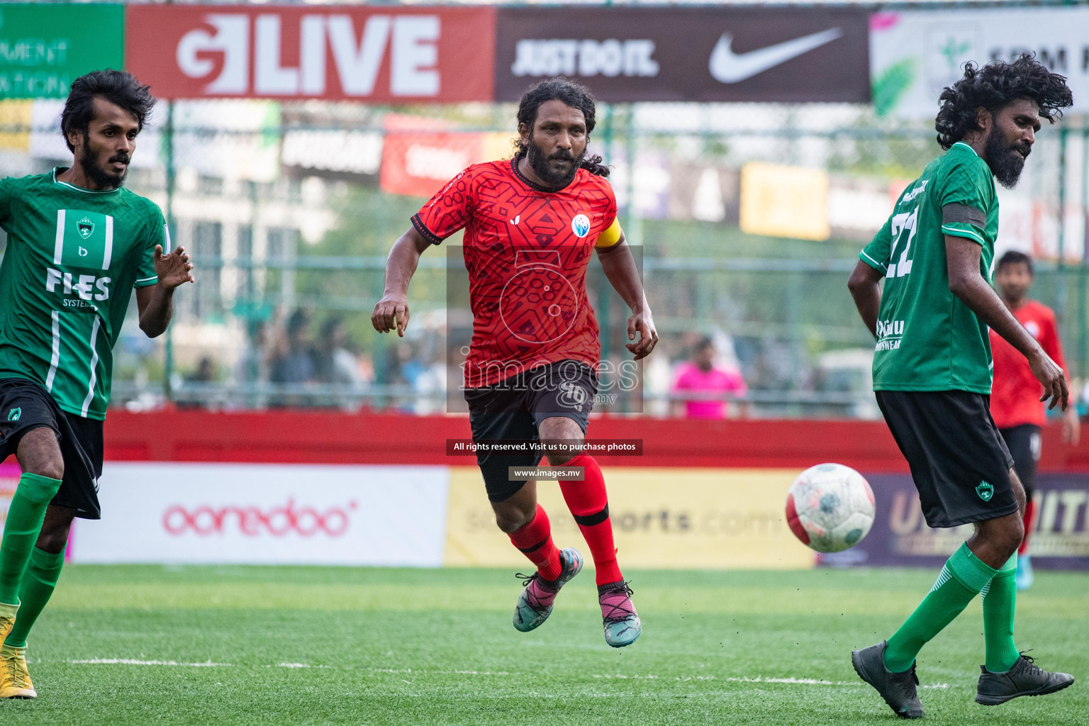 M. Maduvvari vs M. Kolhufushi in Day 6 of Golden Futsal Challenge 2023 on 10 February 2023 in Hulhumale, Male, Maldives