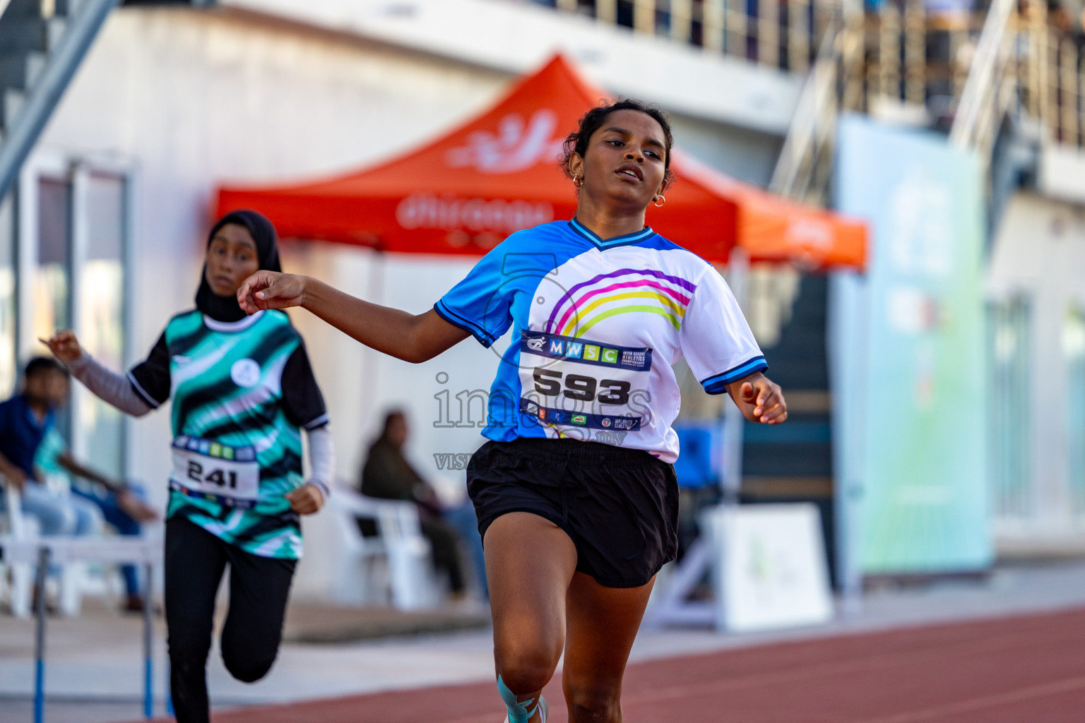 Day 1 of MWSC Interschool Athletics Championships 2024 held in Hulhumale Running Track, Hulhumale, Maldives on Saturday, 9th November 2024. 
Photos by: Hassan Simah / Images.mv