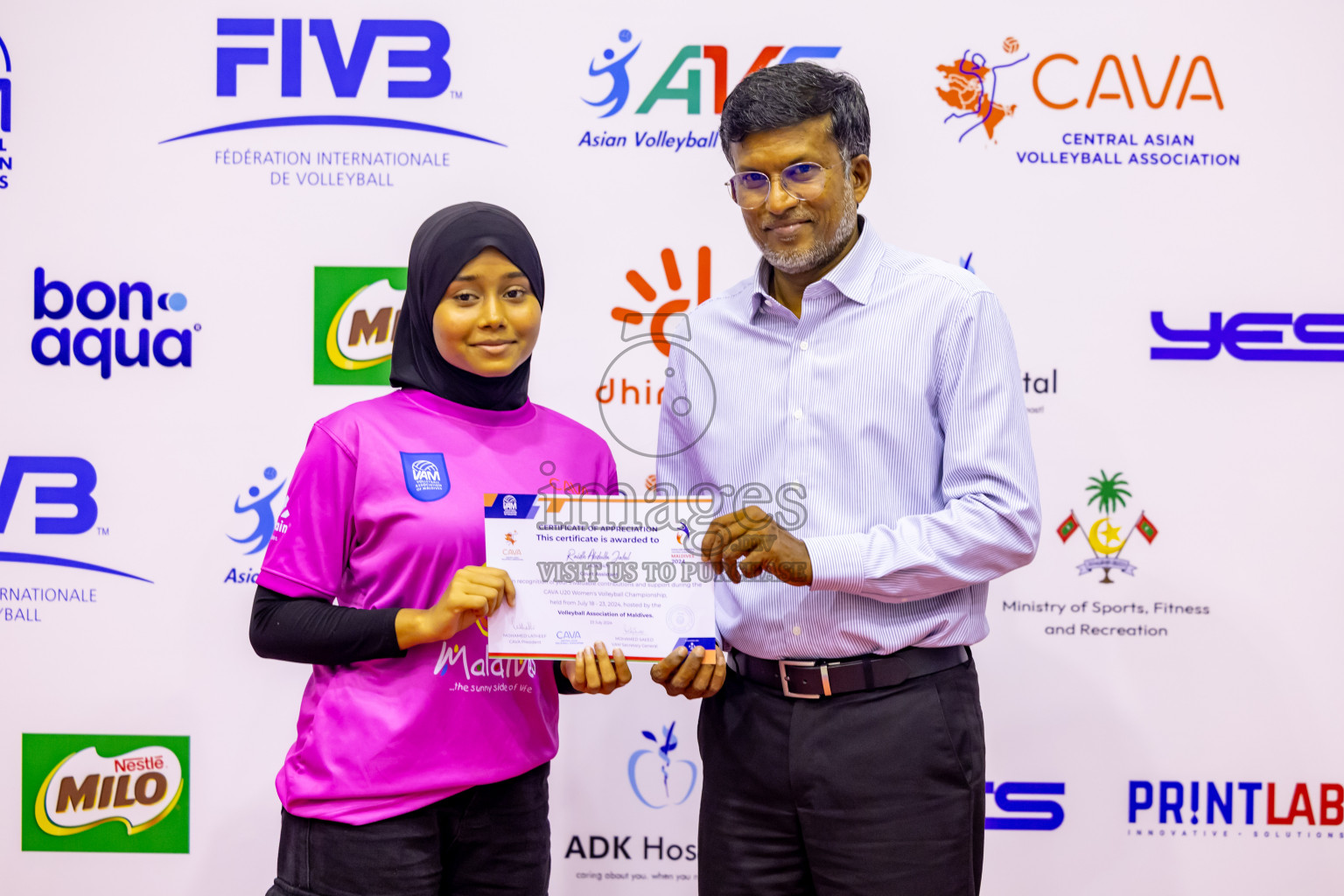 Sri Lanka vs Maldives in Semi Final of CAVA U20 Woman's Volleyball Championship 2024 was held in Social Center, Male', Maldives on 22nd July 2024. Photos: Nausham Waheed / images.mv