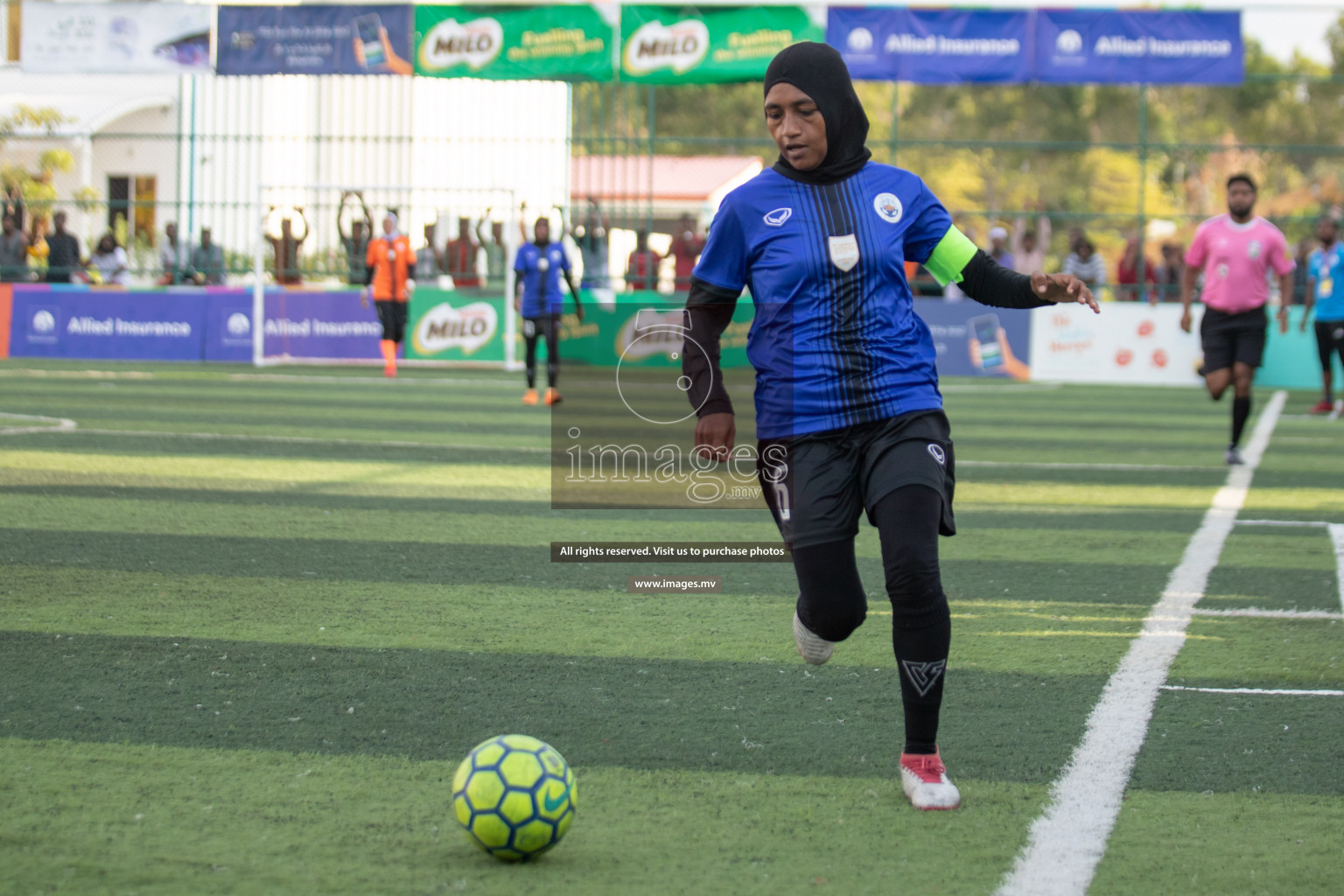 Maldives Ports Limited vs Dhivehi Sifainge Club in the semi finals of 18/30 Women's Futsal Fiesta 2019 on 27th April 2019, held in Hulhumale Photos: Hassan Simah / images.mv