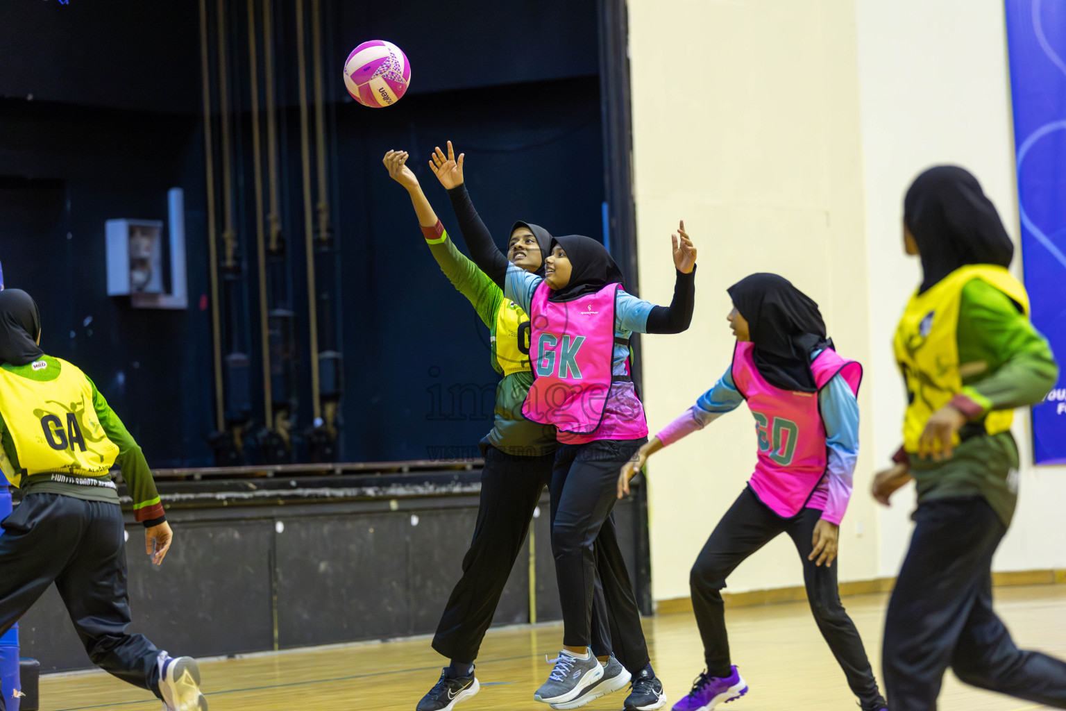 Fionti Sports Acadamy vs Netkids C in Day 3 of 3rd Netball Junior Championship, held at Social Center on Wednesday 22nd January 2025 . Photos: Shuu Abdul Sattar / images.mv