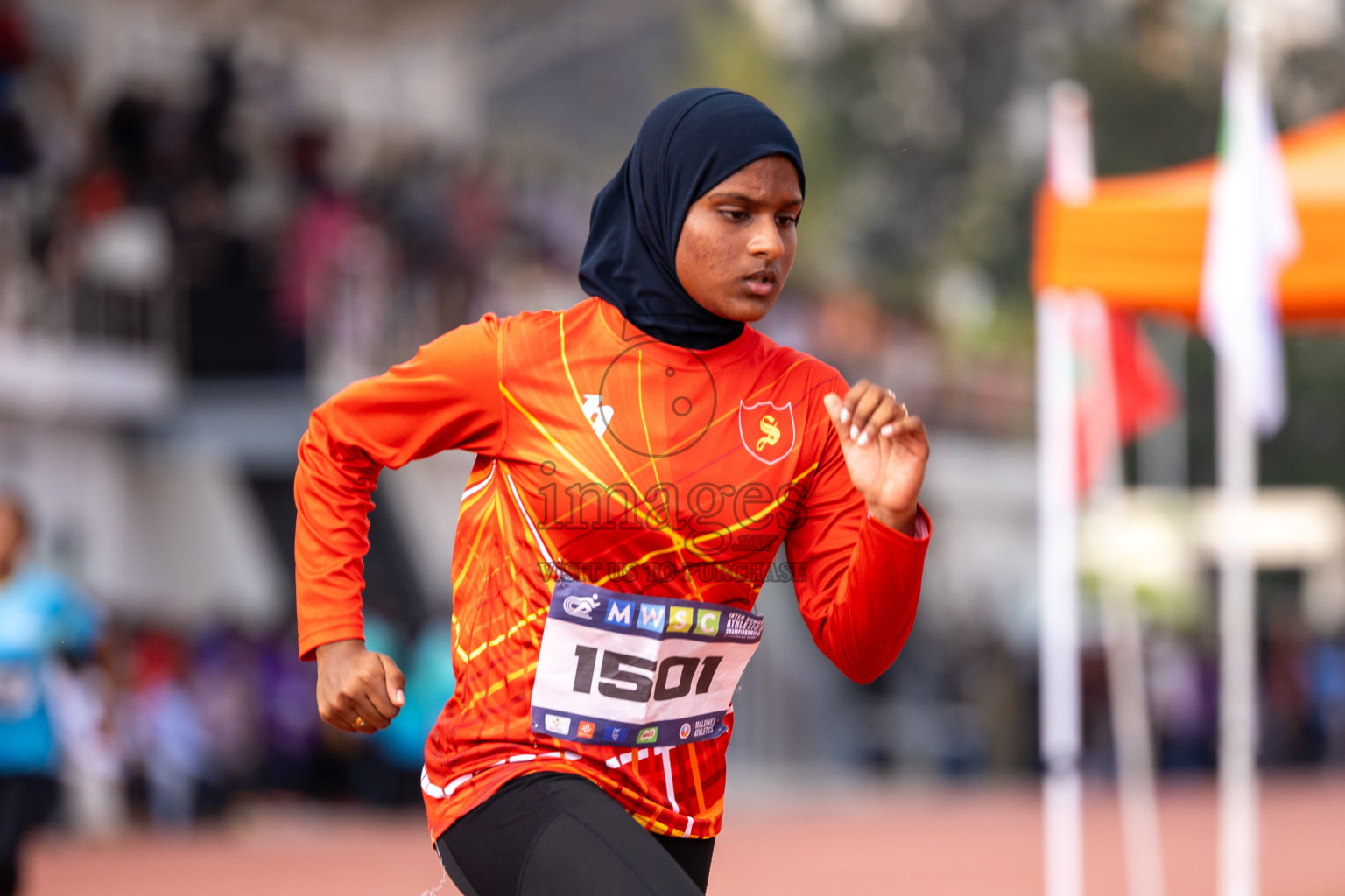 Day 6 of MWSC Interschool Athletics Championships 2024 held in Hulhumale Running Track, Hulhumale, Maldives on Thursday, 14th November 2024. Photos by: Ismail Thoriq / Images.mv