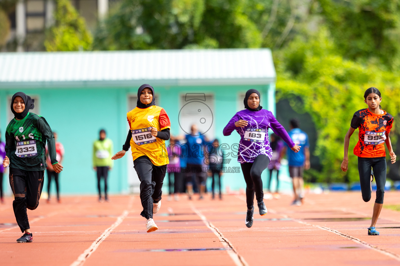 Day 1 of MWSC Interschool Athletics Championships 2024 held in Hulhumale Running Track, Hulhumale, Maldives on Saturday, 9th November 2024. 
Photos by: Ismail Thoriq / images.mv