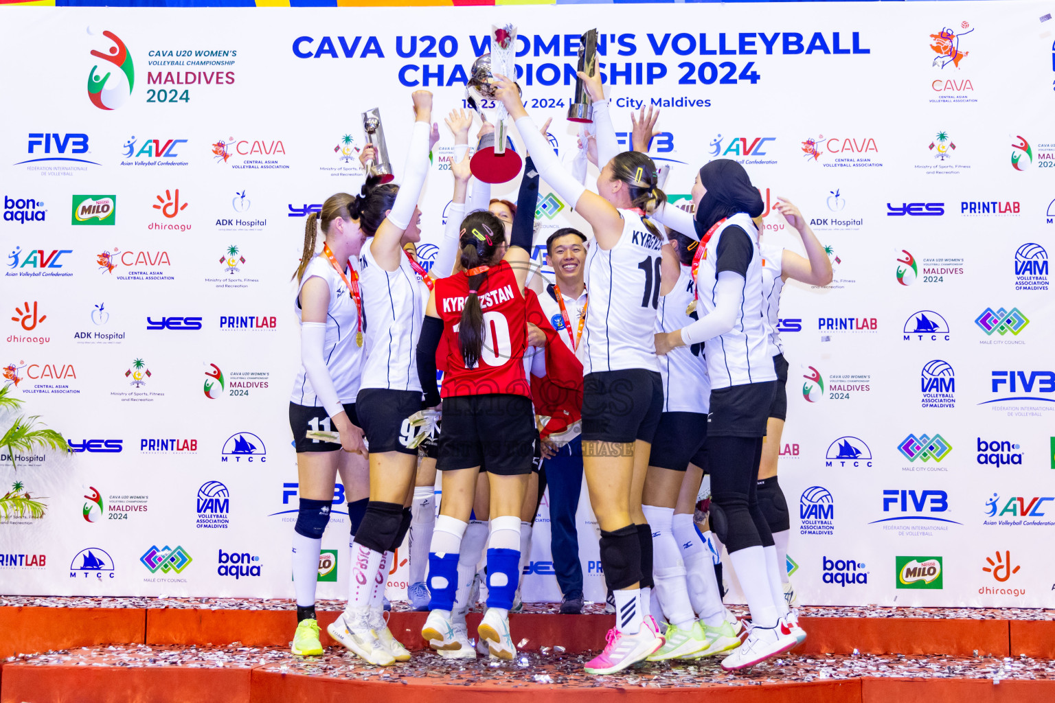 Kyrgyzstan vs Sri Lanka in Final of CAVA U20 Woman's Volleyball Championship 2024 was held in Social Center, Male', Maldives on 23rd July 2024. Photos: Nausham Waheed / images.mv