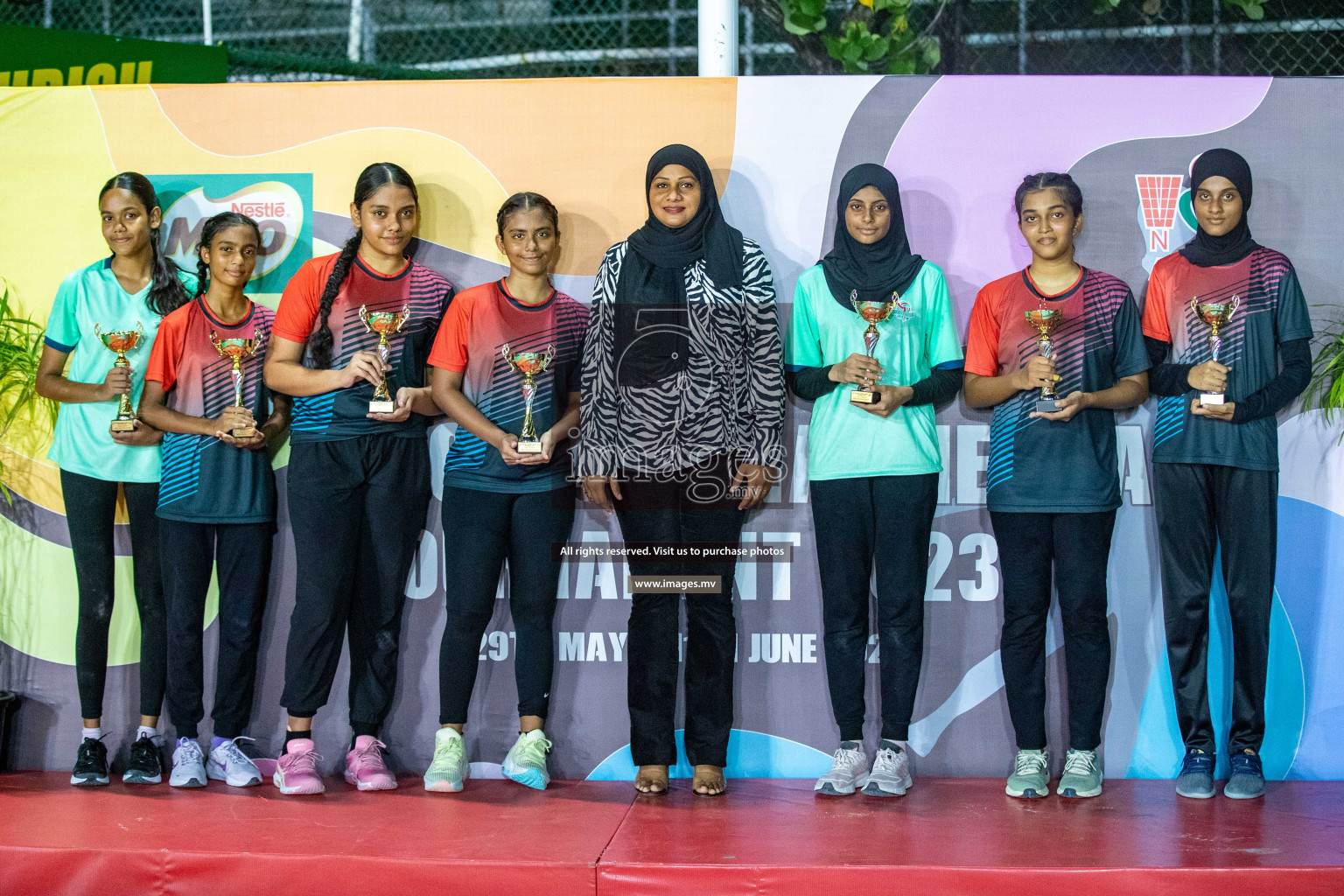 Day 6 of 20th Milo National Netball Tournament 2023, held in Synthetic Netball Court, Male', Maldives on 4th June 2023 Photos: Nausham Waheed/ Images.mv