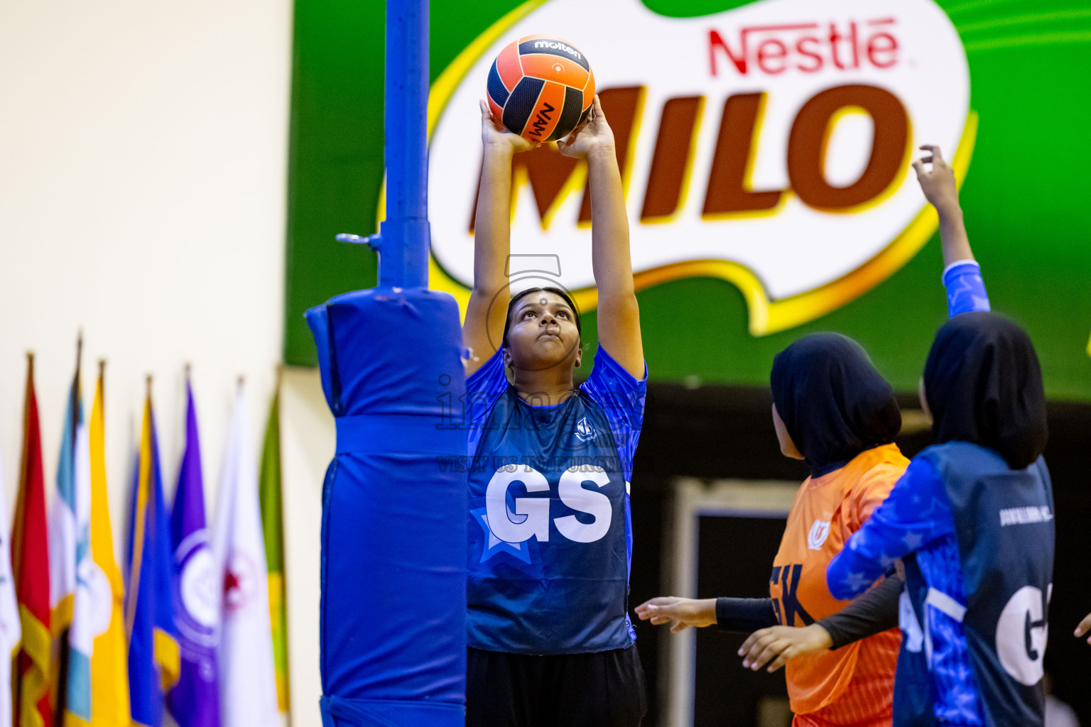 Day 1 of 25th Milo Inter-School Netball Tournament was held in Social Center at Male', Maldives on Thursday, 8th August 2024. Photos: Nausham Waheed / images.mv