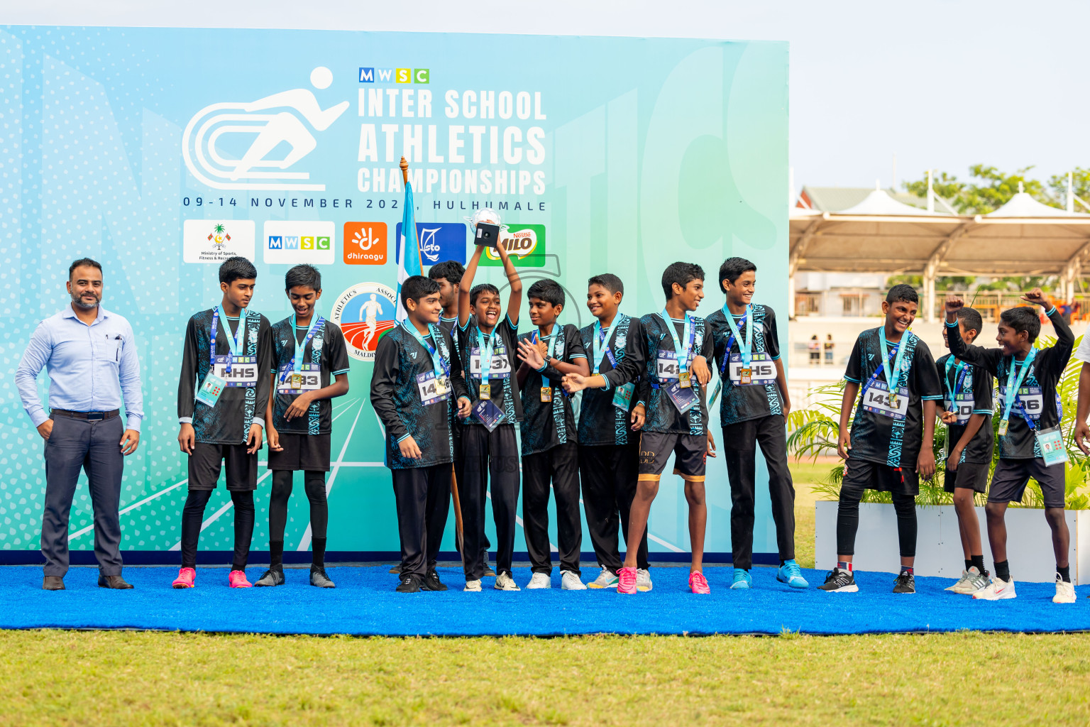 Day 6 of MWSC Interschool Athletics Championships 2024 held in Hulhumale Running Track, Hulhumale, Maldives on Thursday, 14th November 2024. Photos by: Nausham Waheed / Images.mv