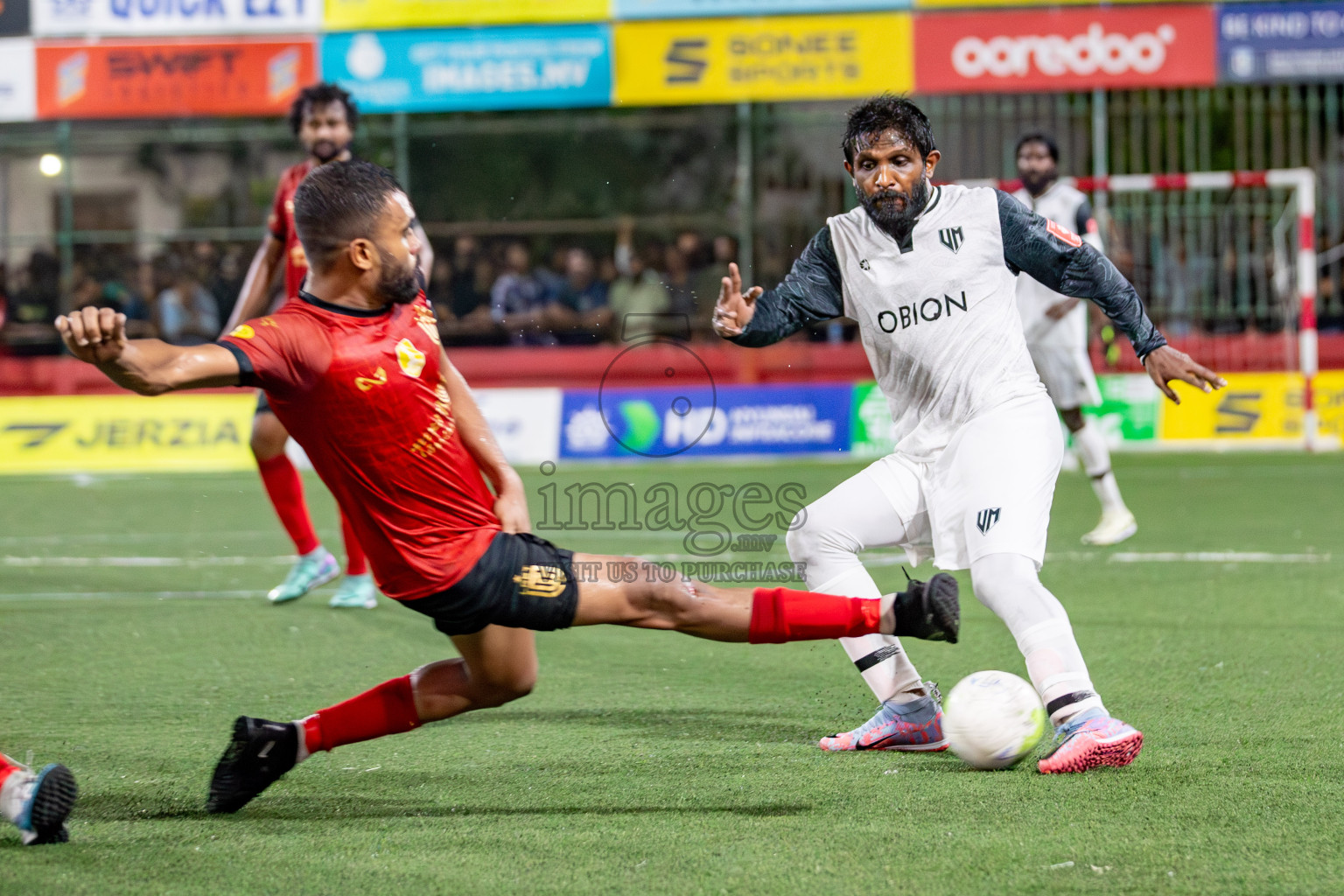 Vilimale vs L Gan in Semi Finals of Golden Futsal Challenge 2024 which was held on Friday, 1st March 2024, in Hulhumale', Maldives. 
Photos: Hassan Simah / images.mv