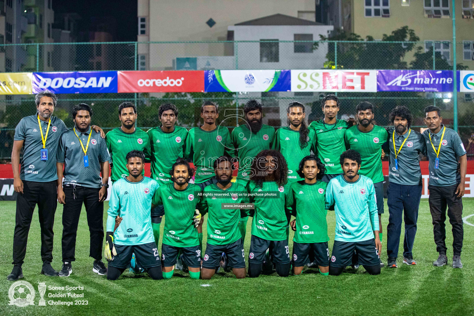 Th. Hirilandhoo vs Th. Omadhoo in Day 4 of Golden Futsal Challenge 2023 on 08 February 2023 in Hulhumale, Male, Maldives