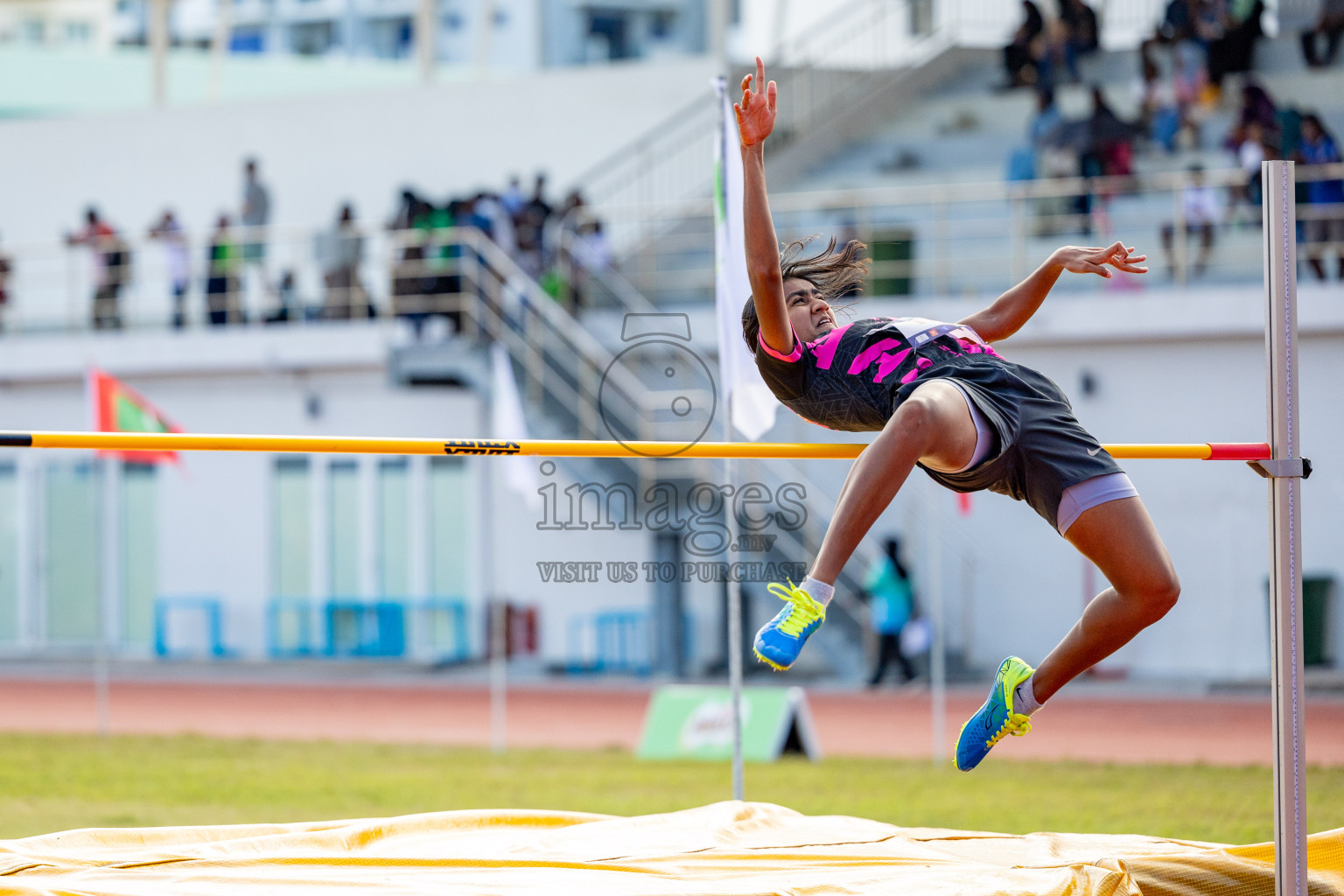 Day 2 of MWSC Interschool Athletics Championships 2024 held in Hulhumale Running Track, Hulhumale, Maldives on Sunday, 10th November 2024. 
Photos by: Hassan Simah / Images.mv