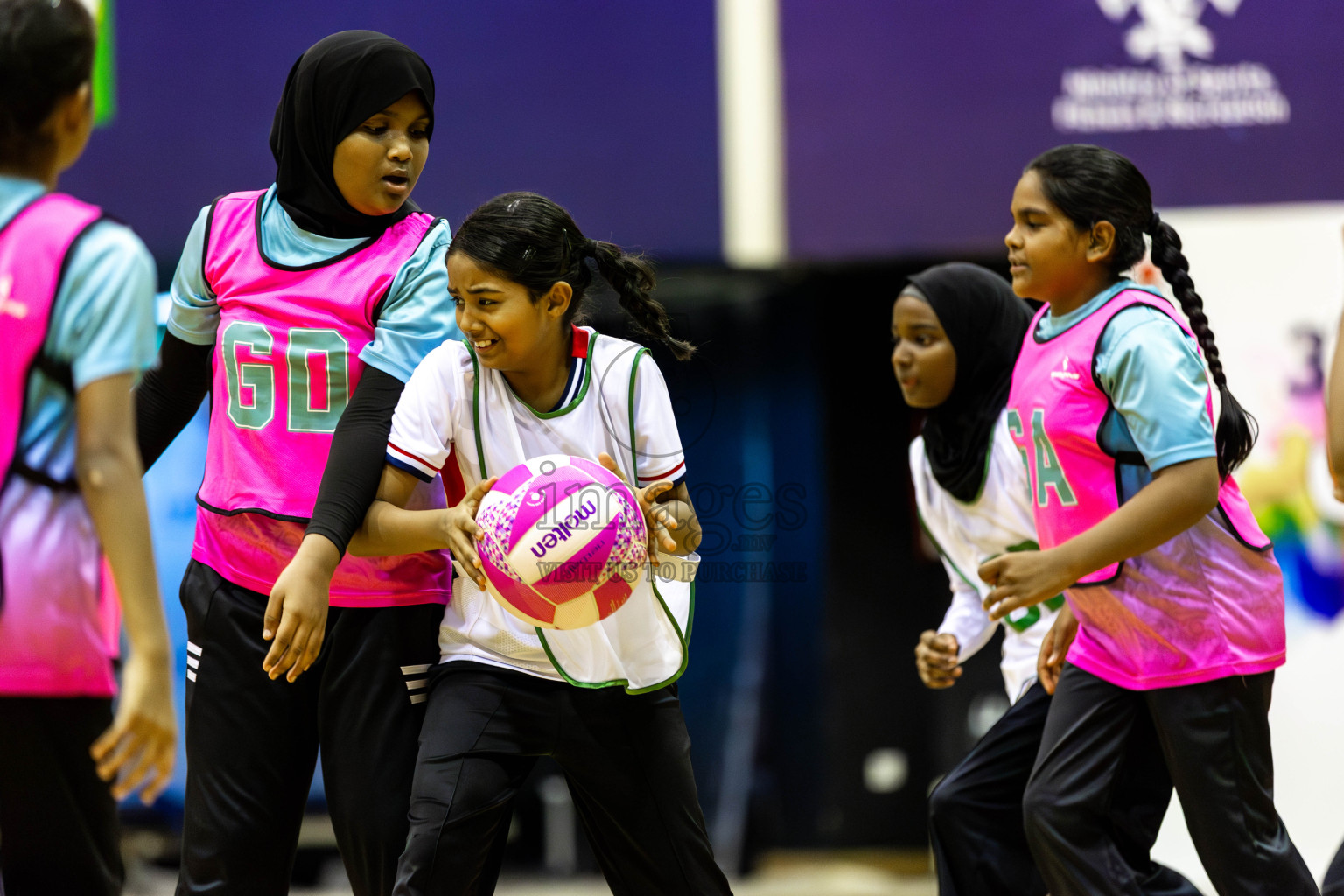Net Queens vs Netgen B in Day 5 of 3rd Netball Junior Championship, held at Social Center on Thursday 23rd January 2025 . Photos: Shuu Abdul Sattar / images.mv