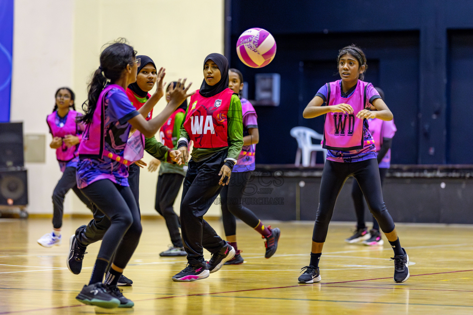 N Sports Academy A vs Fiontti Sports Club  in Day 3 of 3rd Netball Junior Championship, held at Social Center on Tuesday, 21st January 2025 . 
Photos: Hassan Simah / images.mv