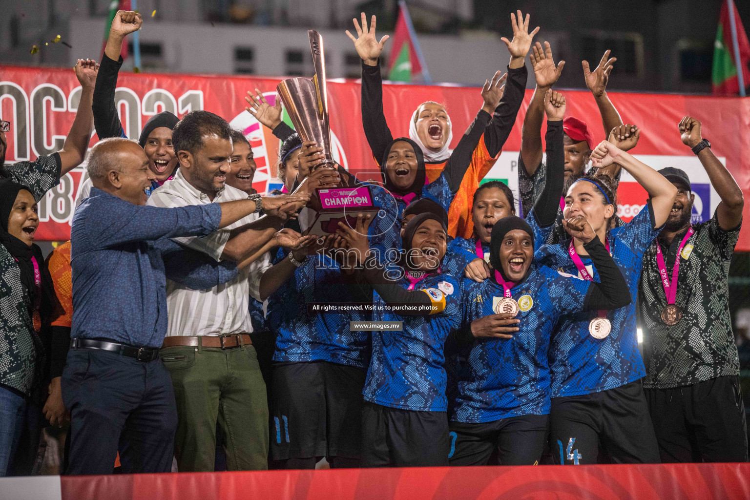 Ports Limited vs WAMCO - in the Finals 18/30 Women's Futsal Fiesta 2021 held in Hulhumale, Maldives on 18 December 2021. Photos by Nausham Waheed & Shuu Abdul Sattar