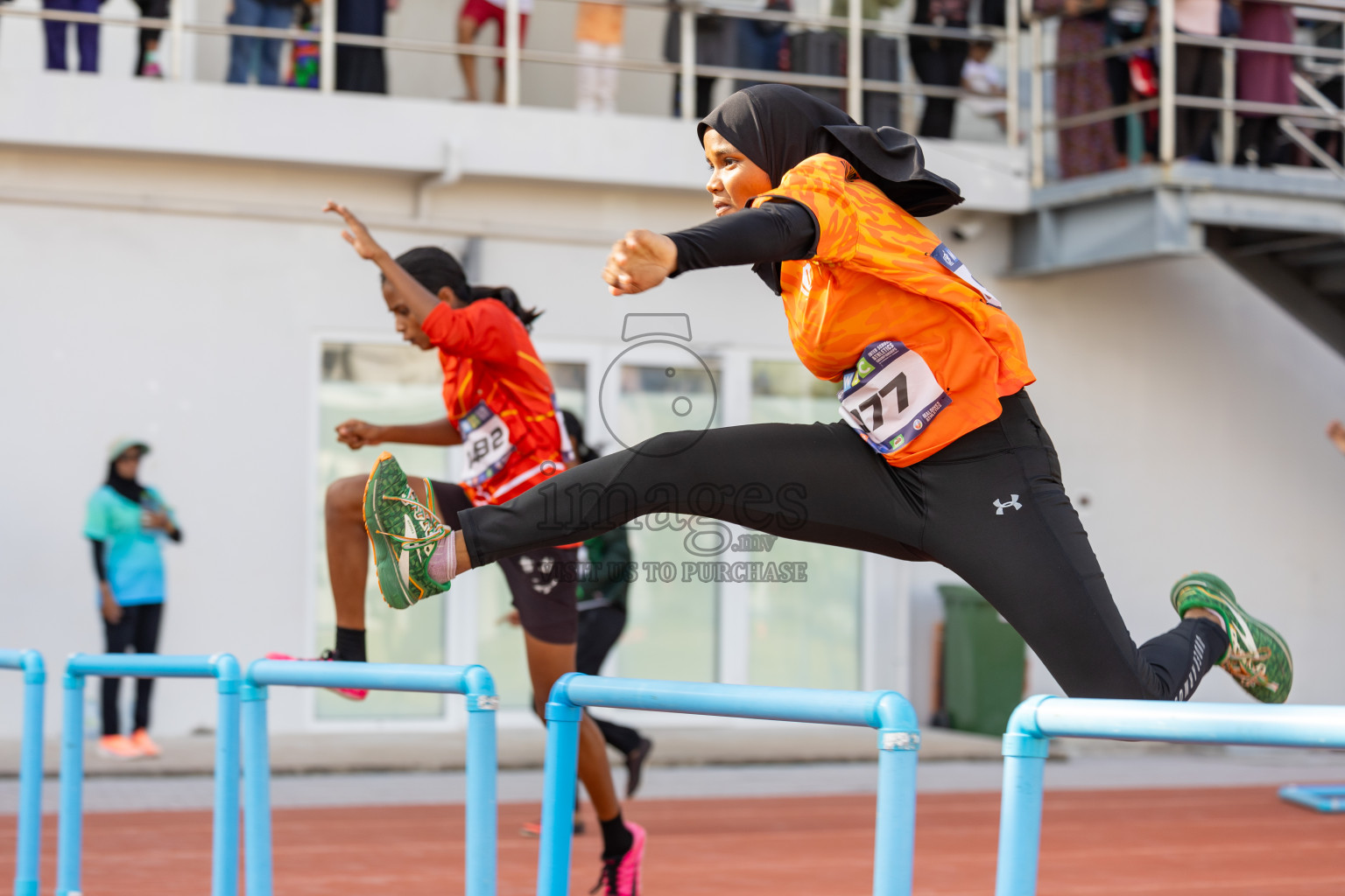 Day 4 of MWSC Interschool Athletics Championships 2024 held in Hulhumale Running Track, Hulhumale, Maldives on Tuesday, 12th November 2024. Photos by: Ismail Thoriq / Images.mv