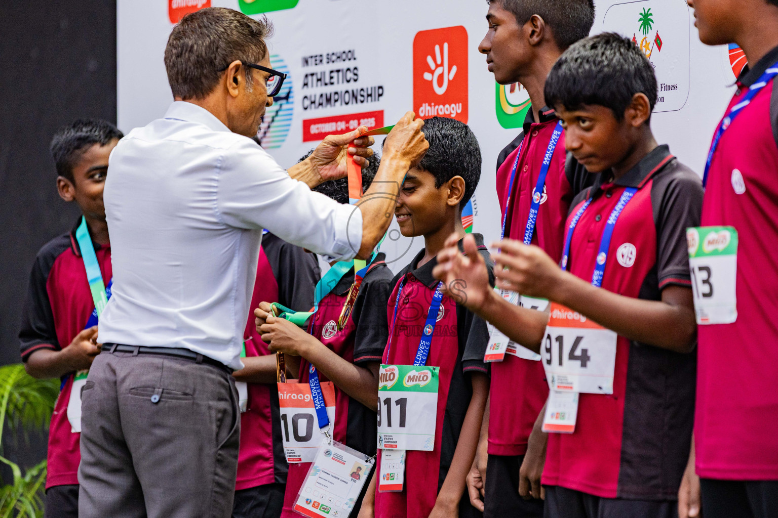 Day 6 of Inter-school Athletics Championship 2025 held in Ekuveni Synthetic Track, Male', Maldives on Sunday, 12th October 2025. Photos by: Areef Adam / Images.mv