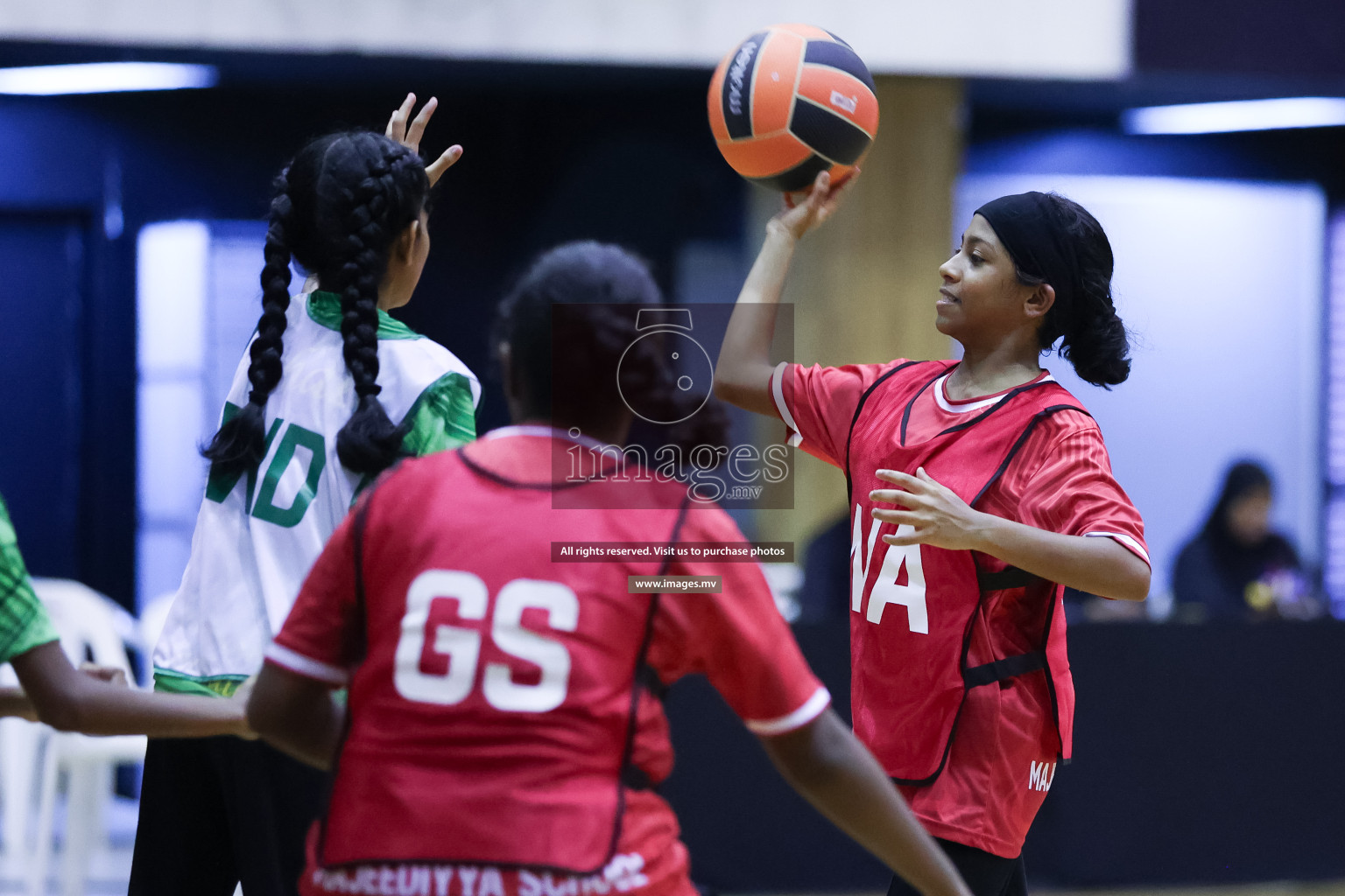 Day 9 of 24th Interschool Netball Tournament 2023 was held in Social Center, Male', Maldives on 4th November 2023. Photos: Hassan Simah / images.mv