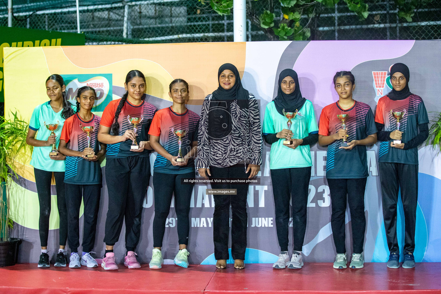 Day 6 of 20th Milo National Netball Tournament 2023, held in Synthetic Netball Court, Male', Maldives on 4th June 2023 Photos: Nausham Waheed/ Images.mv