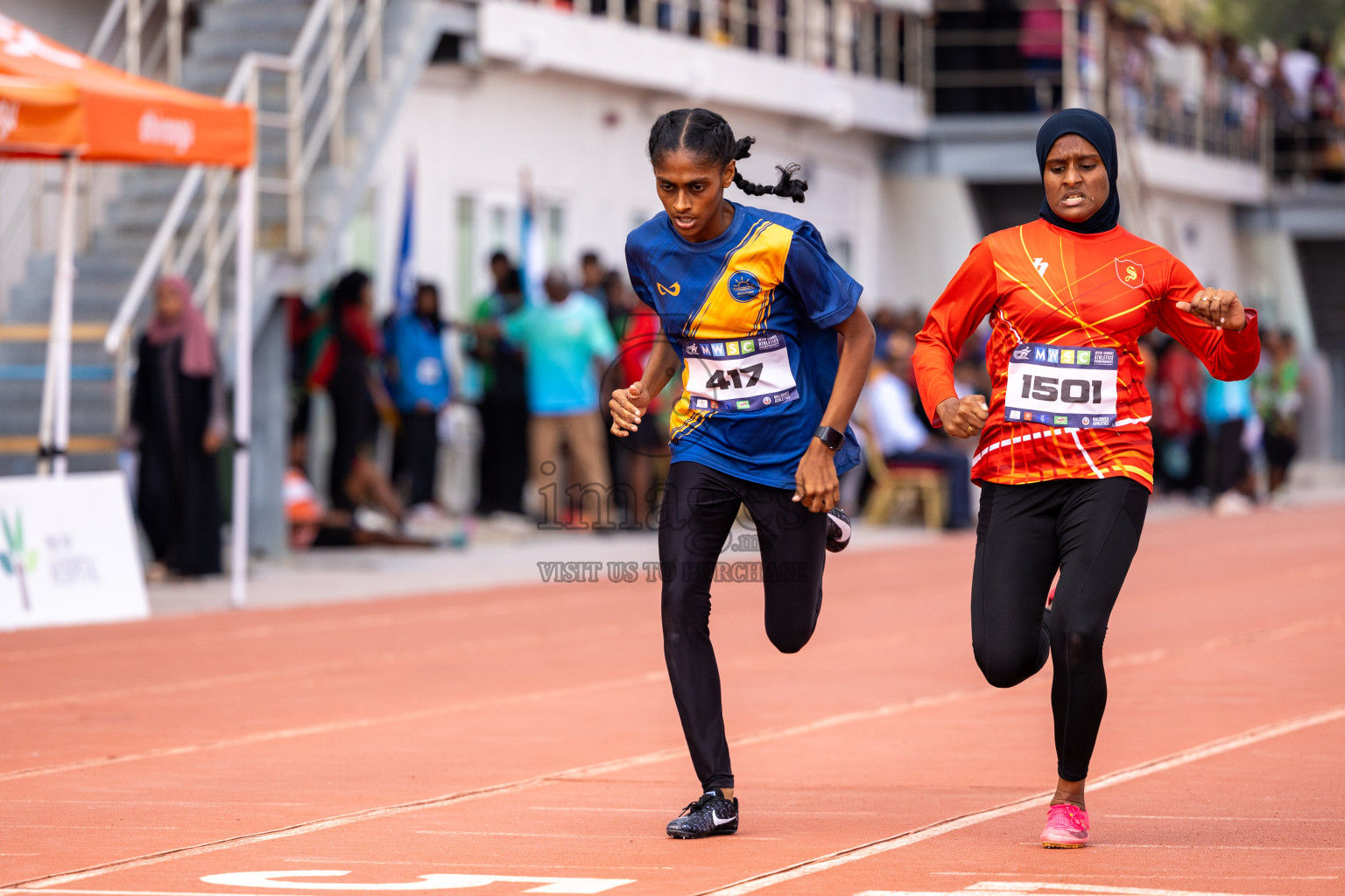 Day 6 of MWSC Interschool Athletics Championships 2024 held in Hulhumale Running Track, Hulhumale, Maldives on Thursday, 14th November 2024. Photos by: Ismail Thoriq / Images.mv