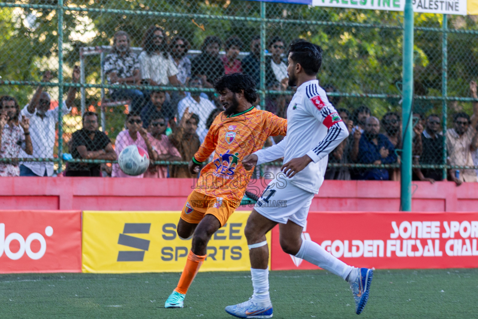 GA Dhaandhoo vs GA Maamendhoo in Day 5 of Golden Futsal Challenge 2024 was held on Friday, 19th January 2024, in Hulhumale', Maldives Photos: Mohamed Mahfooz Moosa / images.mv