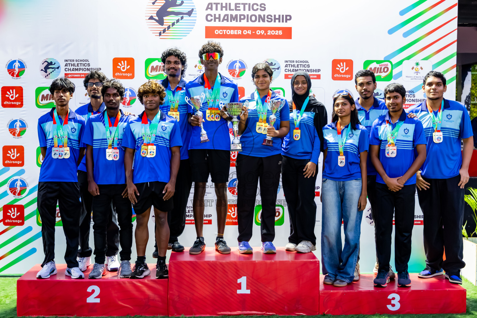 Day 6 of Inter-school Athletics Championship 2025 held in Ekuveni Synthetic Track, Male', Maldives on Sunday, 12th October 2025. Photos by: Nausham Waheed / Images.mv