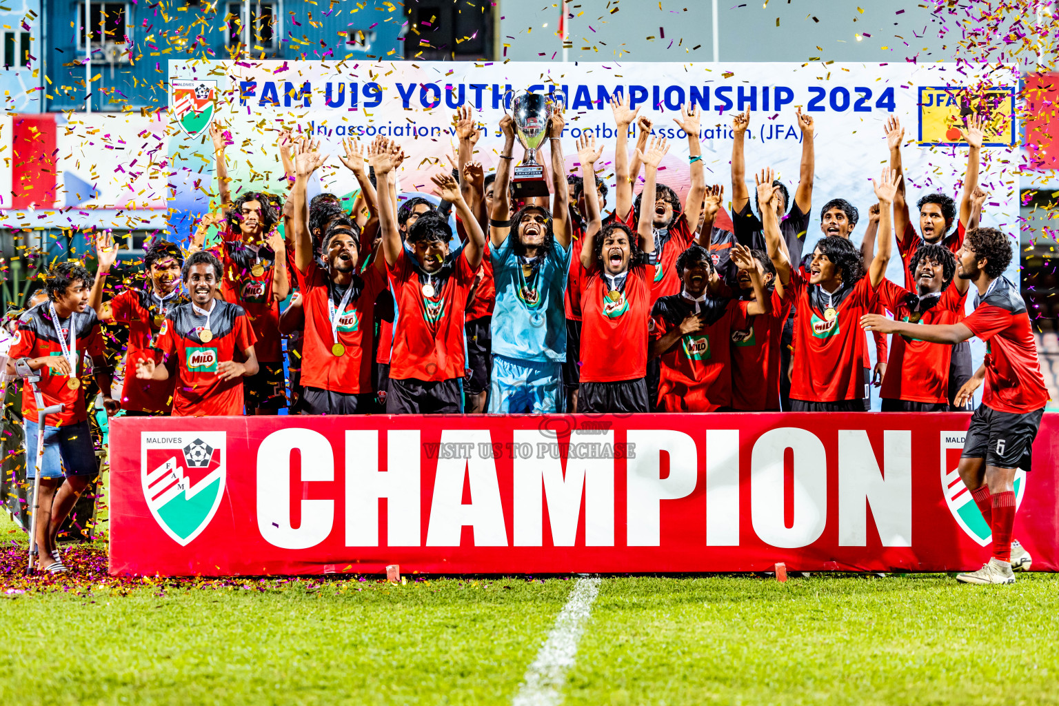 Super United Sports vs TC Sports Club in the Final of Under 19 Youth Championship 2024 was held at National Stadium in Male', Maldives on Monday, 1st July 2024. Photos: Nausham Waheed / images.mv