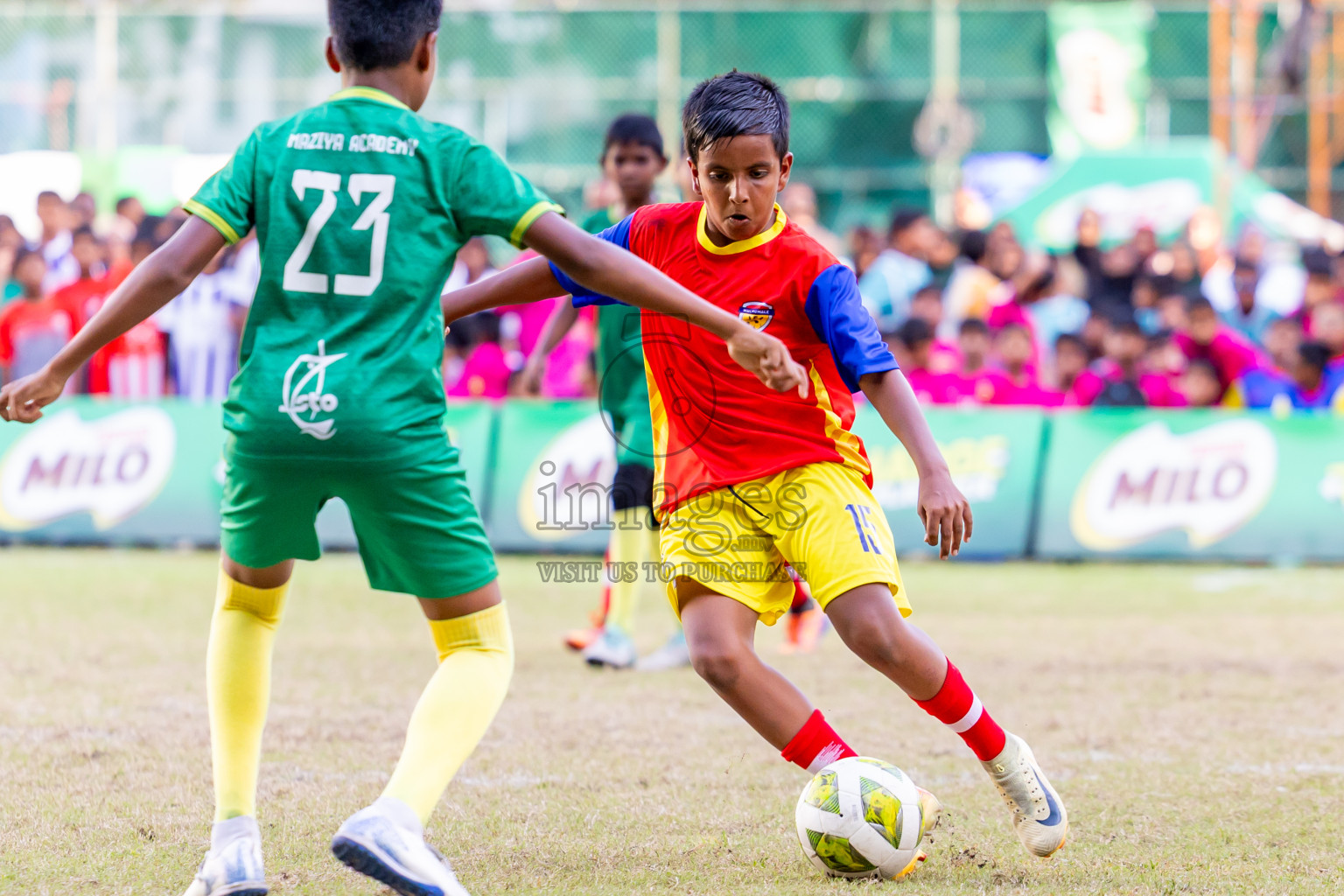 Day 3 of MILO Academy Championship 2025 (U-12) was held at Henveiru Stadium in Male', Maldives on Saturday, 3rd May 2025. Photos: Nausham Waheed / images.mv