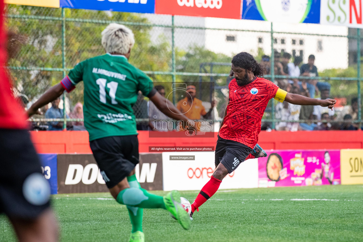 M. Maduvvari vs M. Kolhufushi in Day 6 of Golden Futsal Challenge 2023 on 10 February 2023 in Hulhumale, Male, Maldives