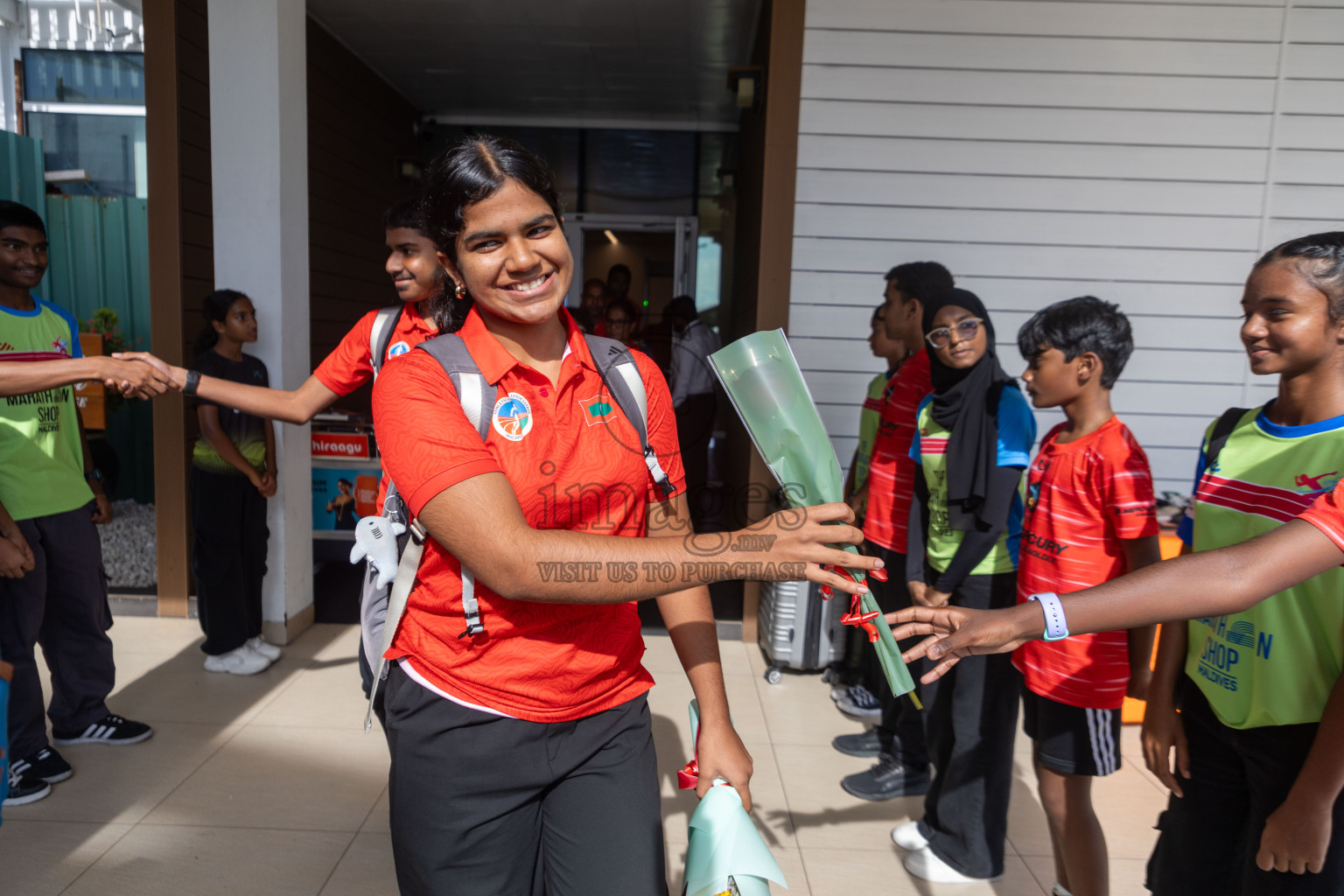 Arrival of Junior athletics team after 4th South Asian Junior Athletics Championship. Both Junior Men and Women's team won Bronze from 4x100m Relay event. 
Photos: Ismail Thoriq / images.mv