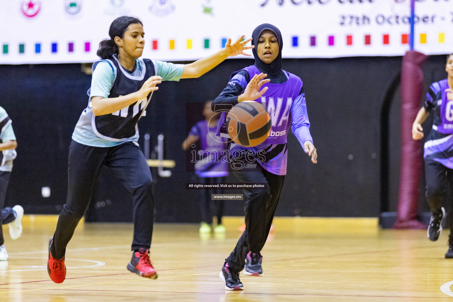 Day 11 of 24th Interschool Netball Tournament 2023 was held in Social Center, Male', Maldives on 6th November 2023. Photos: Nausham Waheed / images.mv