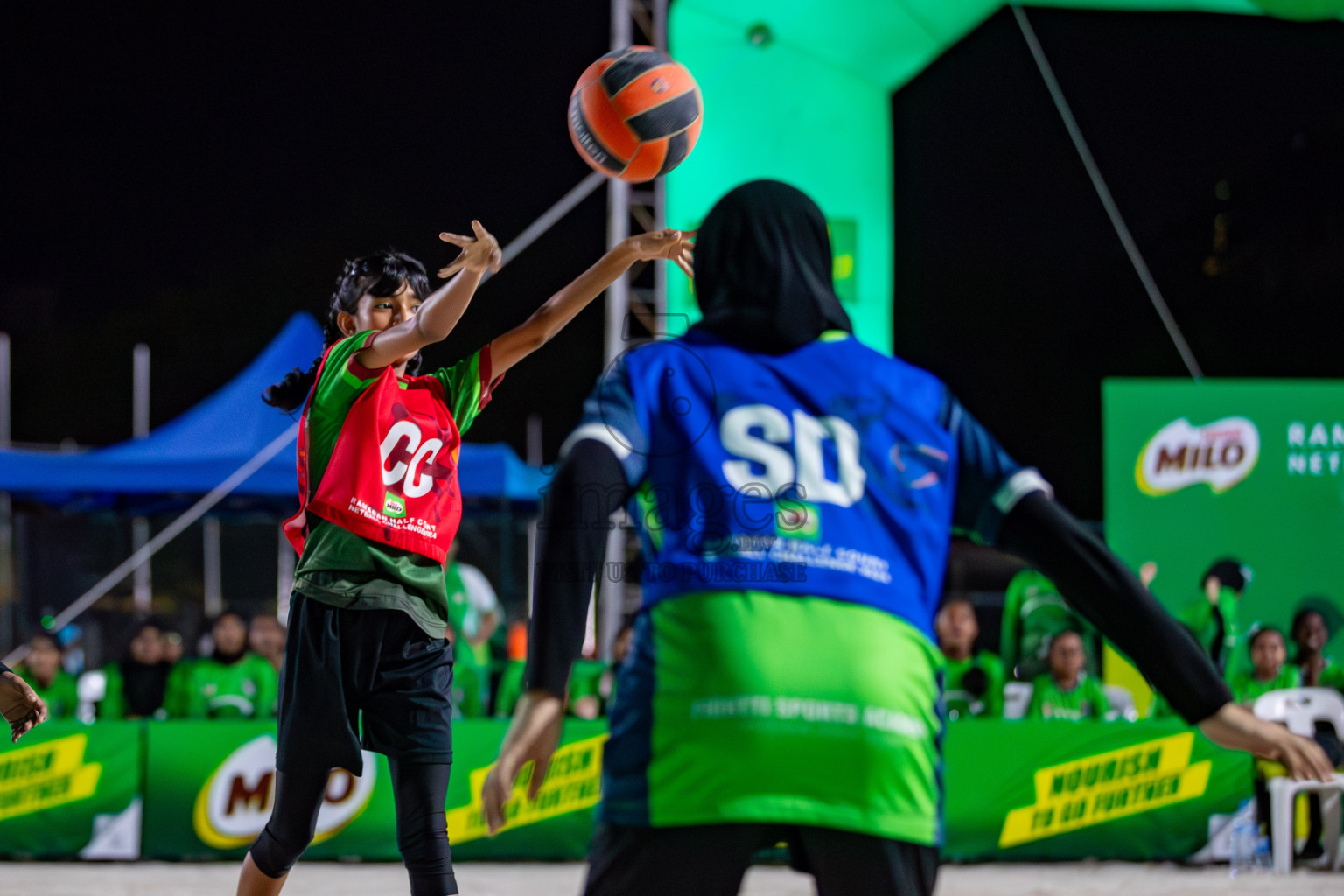 Day 4 of Milo Ramadan Half Court Netball Challenge on 24th March 2024, held in Central Park, Hulhumale, Male', Maldives