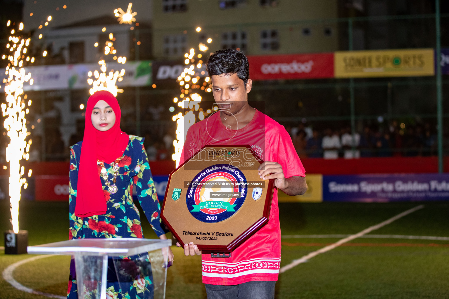 Opening of Sonee Sports Golden Futsal Challenge 2023 held on 4th Feb 2023 in Hulhumale, Male', Maldives. Photos by Nausham Waheed