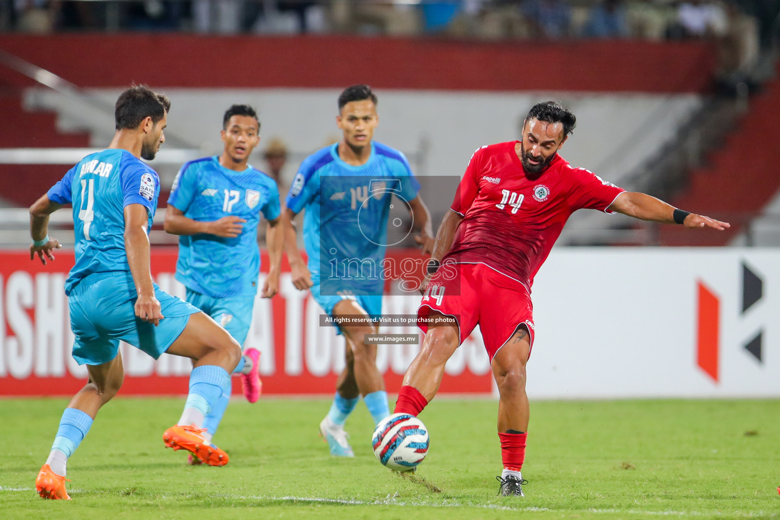 Lebanon vs India in the Semi-final of SAFF Championship 2023 held in Sree Kanteerava Stadium, Bengaluru, India, on Saturday, 1st July 2023. Photos: Nausham Waheed / images.mv