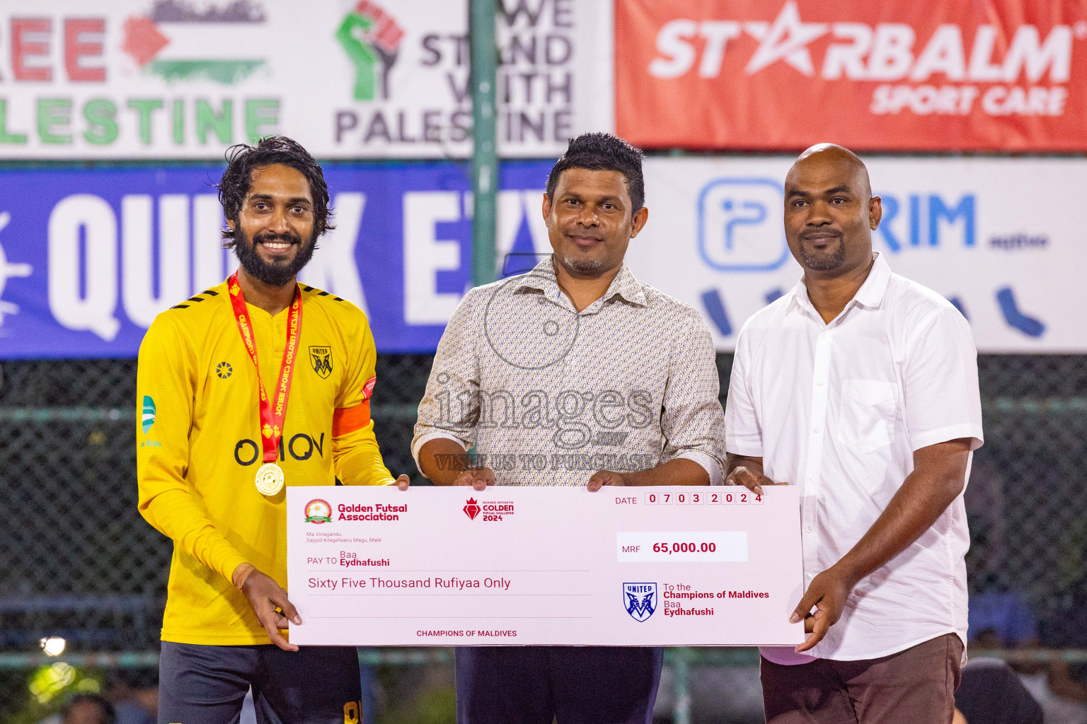 B Eydhafushi vs L Gan in the Final of Golden Futsal Challenge 2024 was held on Thursday, 7th March 2024, in Hulhumale', Maldives 
Photos: Ismail Thoriq / images.mv