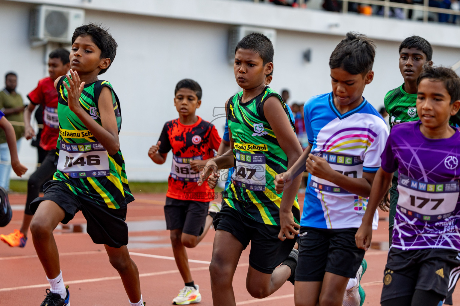 Day 1 of MWSC Interschool Athletics Championships 2024 held in Hulhumale Running Track, Hulhumale, Maldives on Saturday, 9th November 2024. 
Photos by: Ismail Thoriq, Hassan Simah / Images.mv