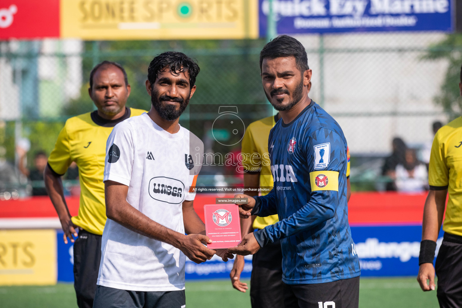 SH. Maroshi vs SH. Kanditheem in Day 7 of Golden Futsal Challenge 2023 on 11 February 2023 in Hulhumale, Male, Maldives